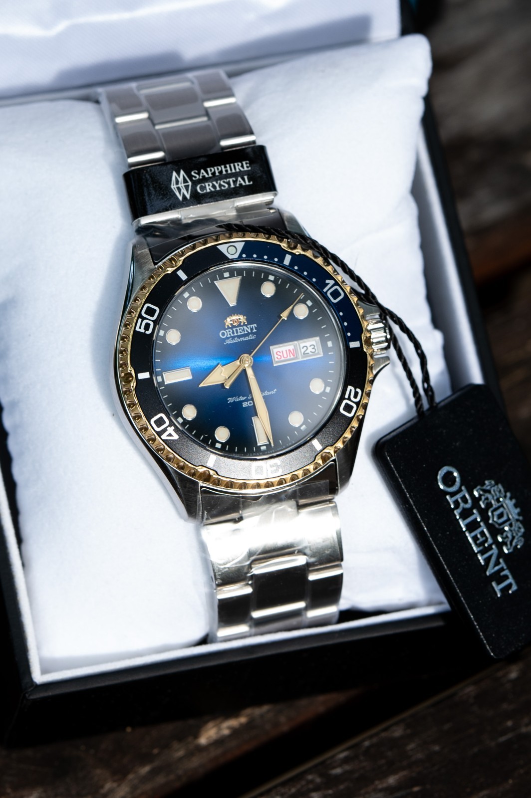 Orient Kamasu Limited edition Blue face watch gold bezel USA Fast SH AA0815L19B