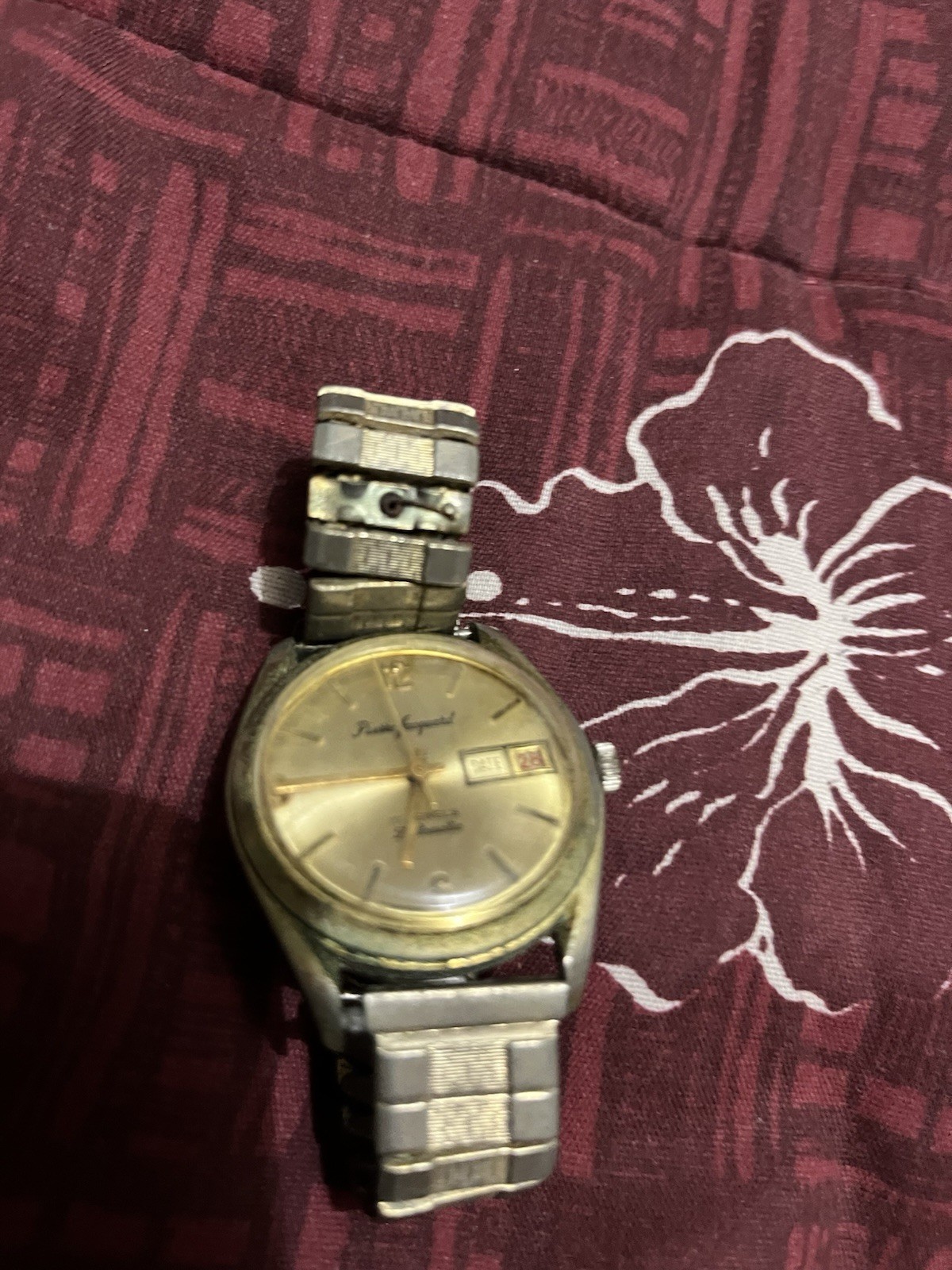 Pierre Jacquard 17J Automatic Day-Date 35mm Gold Dial/Case Silver Expansion