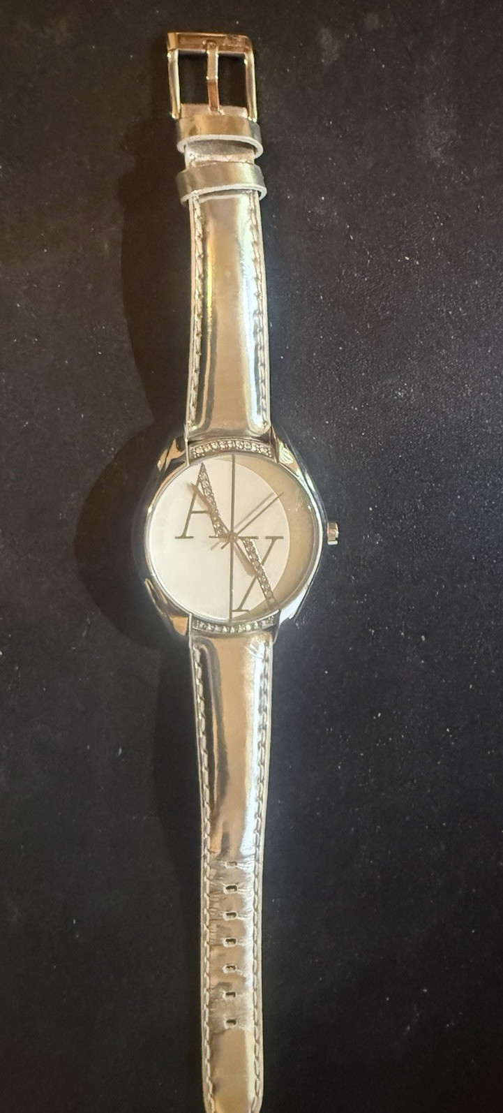 AX ARMANI EXCHANGE SILVER Tone Dial STEEL WATCH #AX3015 New Battery Works