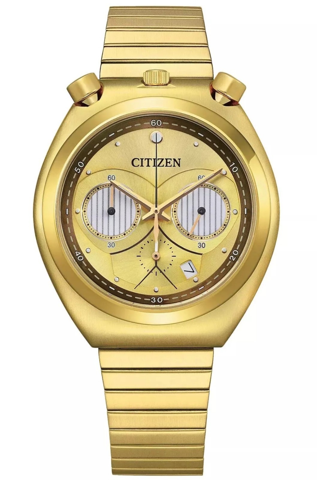 CITIZEN STAR WARS C-3PO AN3662-51W 38MM CHRONOGRAPH GOLD TONE MEN’S WATCH NIB