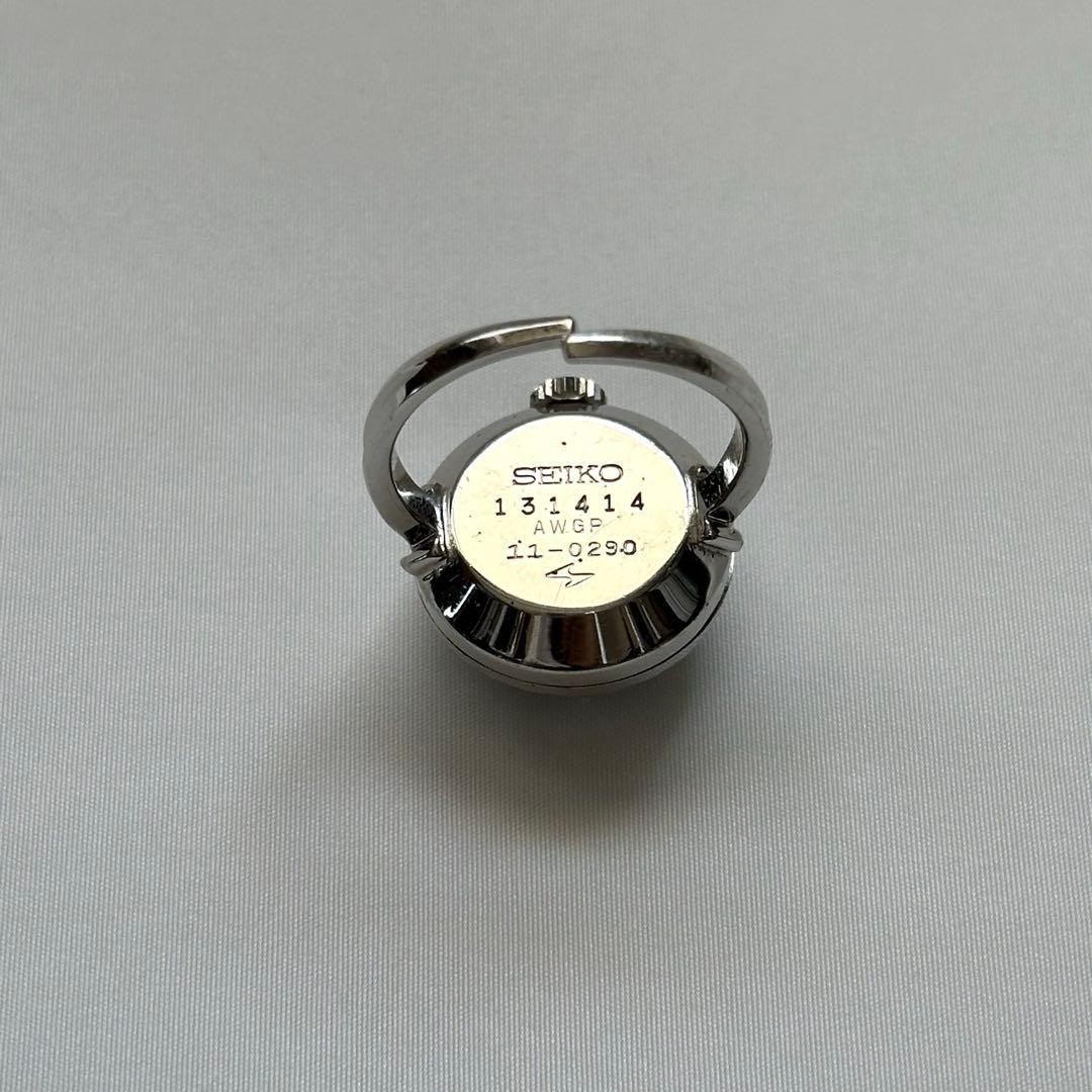 Rare Seiko Hand Wound Ring Watch Silver Dial Free Size Operational From Japan