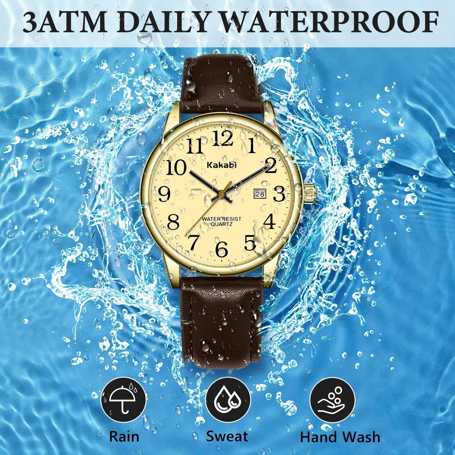 Watch for Men, Easy Reader Unisex Analog Quartz Waterproof Wristwatch with Date