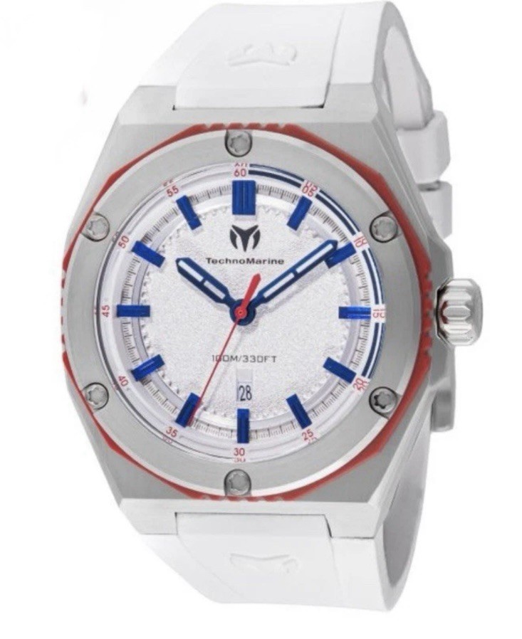 NEW TechnoMarine TM-416066 Men’s Coral Legacy 45mm Watch Limited Red White Blue