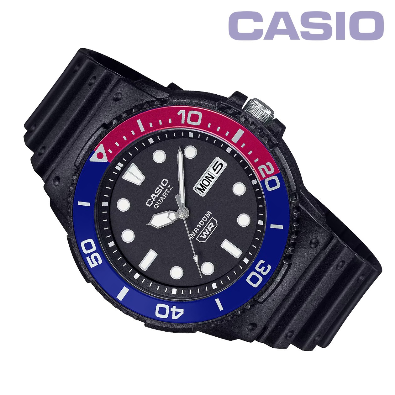 CASIO MRW-230HJ-1E2JF Divers Style Watch 100m (10ATM) Red/Blue Bezel