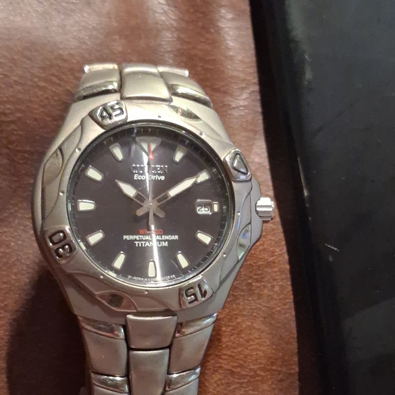Citizen Eco-Drive Titanium Quartz 200m Black Dial Perpetual Calendar Men’s 41mm