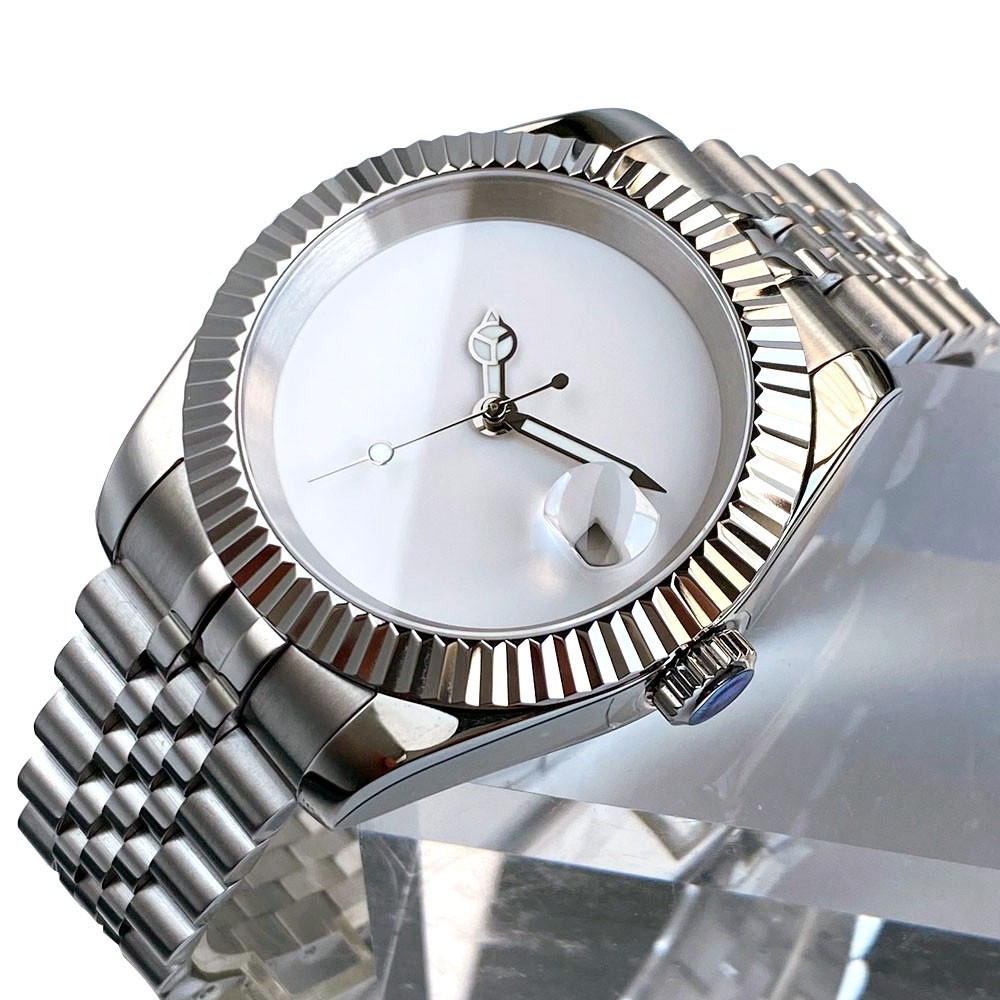 36MM 39MM Tandorio Blank White Dial Sapphire Glass NH35A Automatic Mens Watch