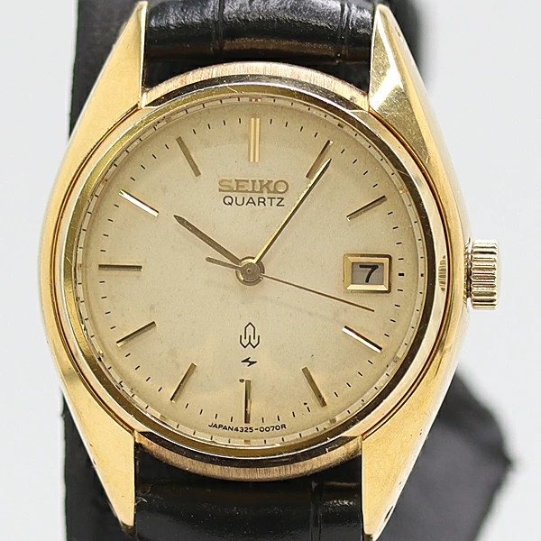 Good Condition Working Seiko 4325 0020 Date QZ Cream Dial Ladies Wristwatch 2011