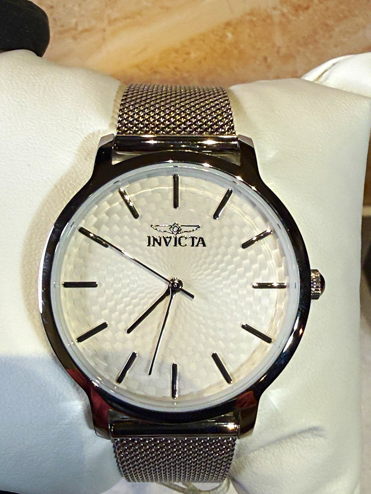 Invicta Angel Starlight Women’s Silver Textured Dial Stainless Steel Mesh New