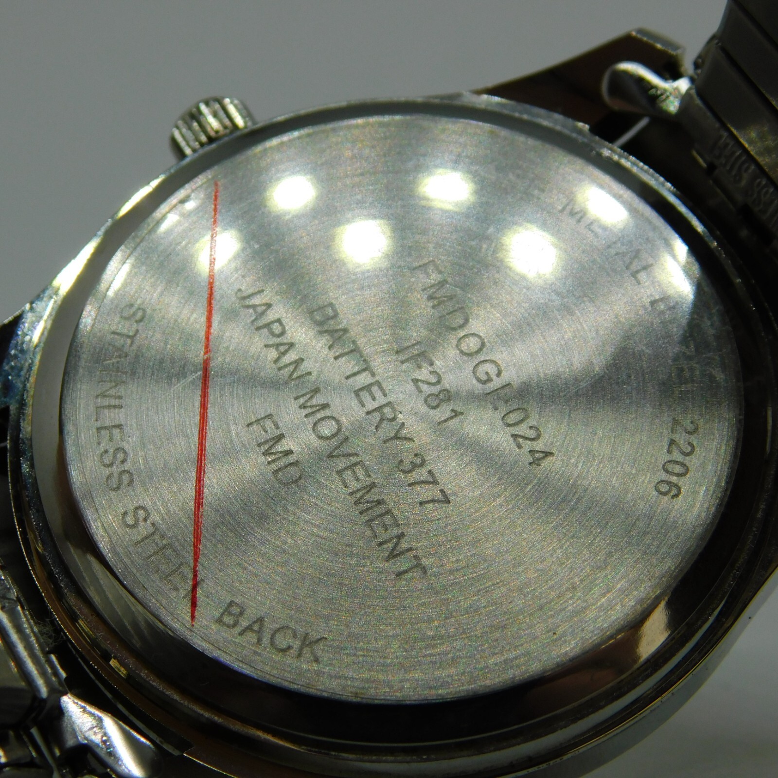 FMD FMDOGE024 Silver Tone Quartz Analog Men’s Watch Sz. 7 1/4″ New Battery