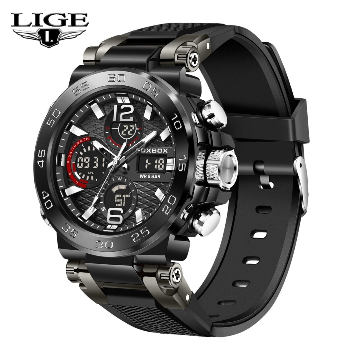 Luxury Men Watch Quartz Digital Analog LED Waterproof Sport Boys Male Wristwatch
