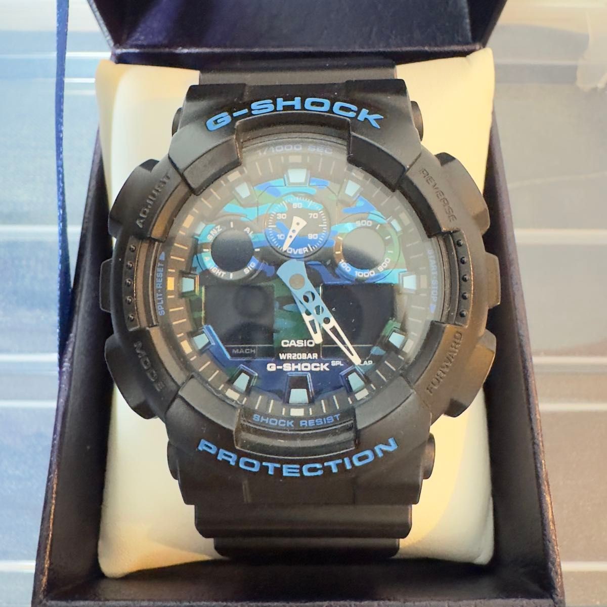 CASIO G SHOCK GA 100CB Matte Black x Blue