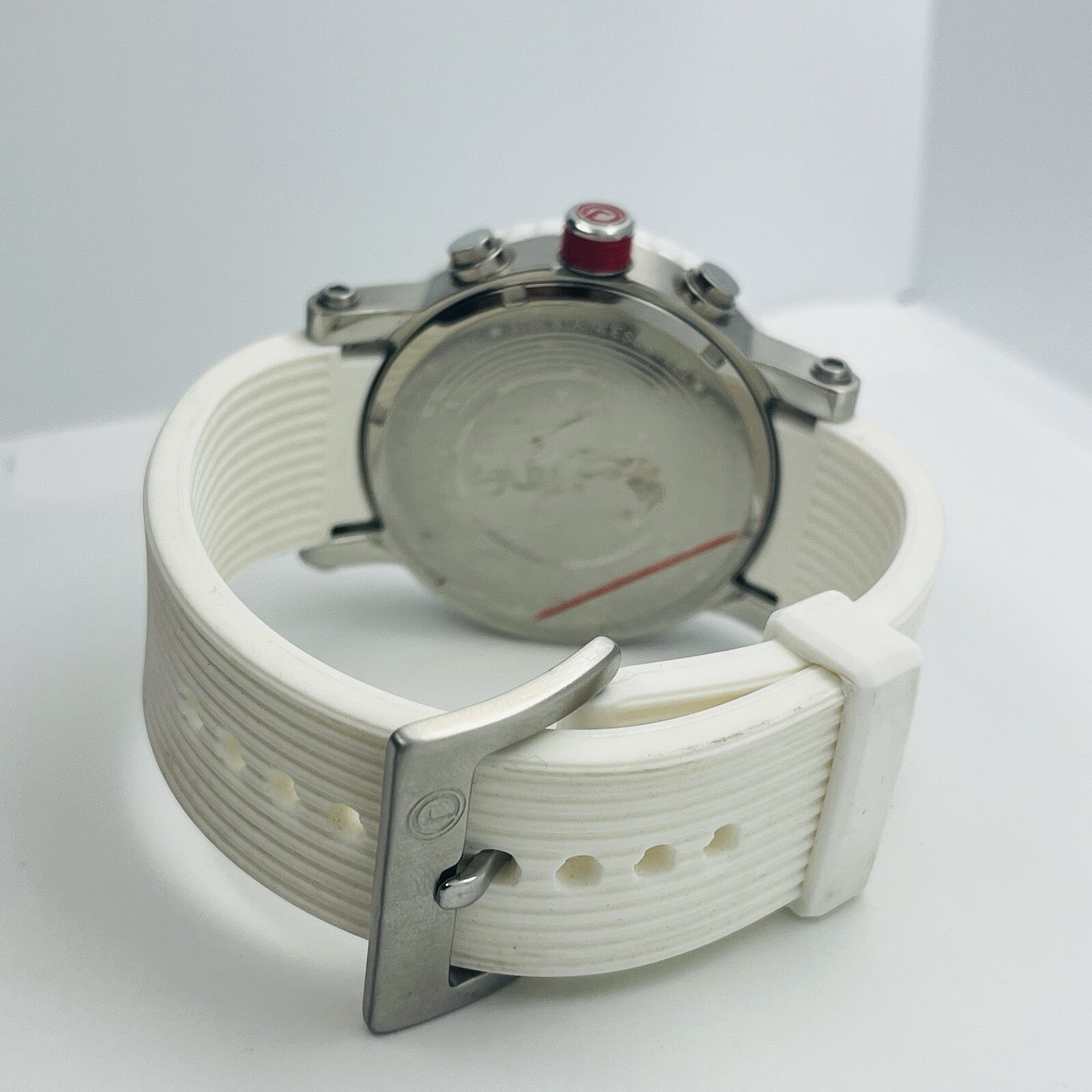 Redline Men’s Chronograph White/Red Stainless Steel 45mm Silicone Watch 316L