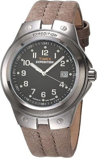 Timex Expedition Field Watch 40mm Black Dial Brown Leather Indiglo Quartz T49631