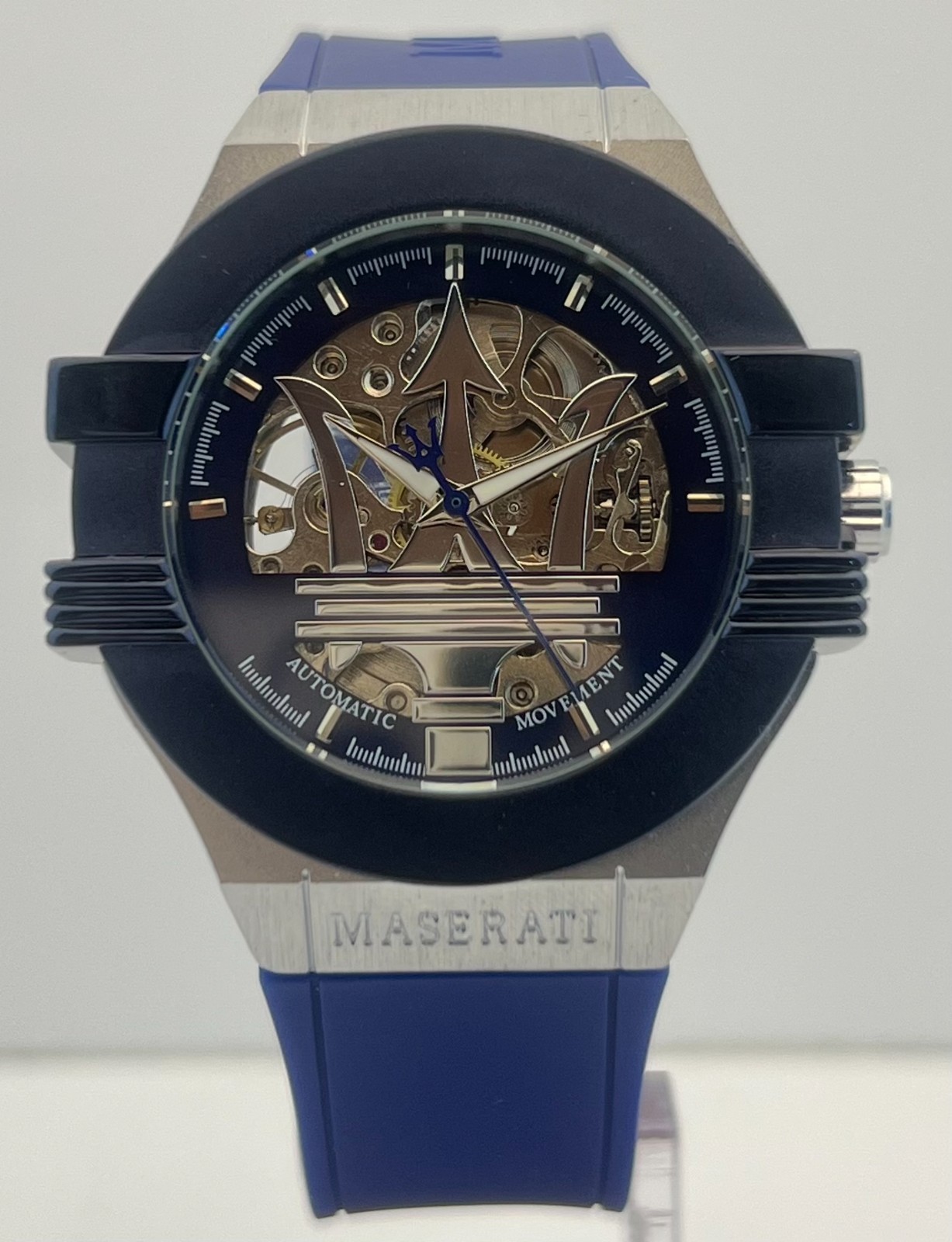 Premium Men’s Maserati Potenza Automatic Skeleton Blue Dial Perfect Wristwatch