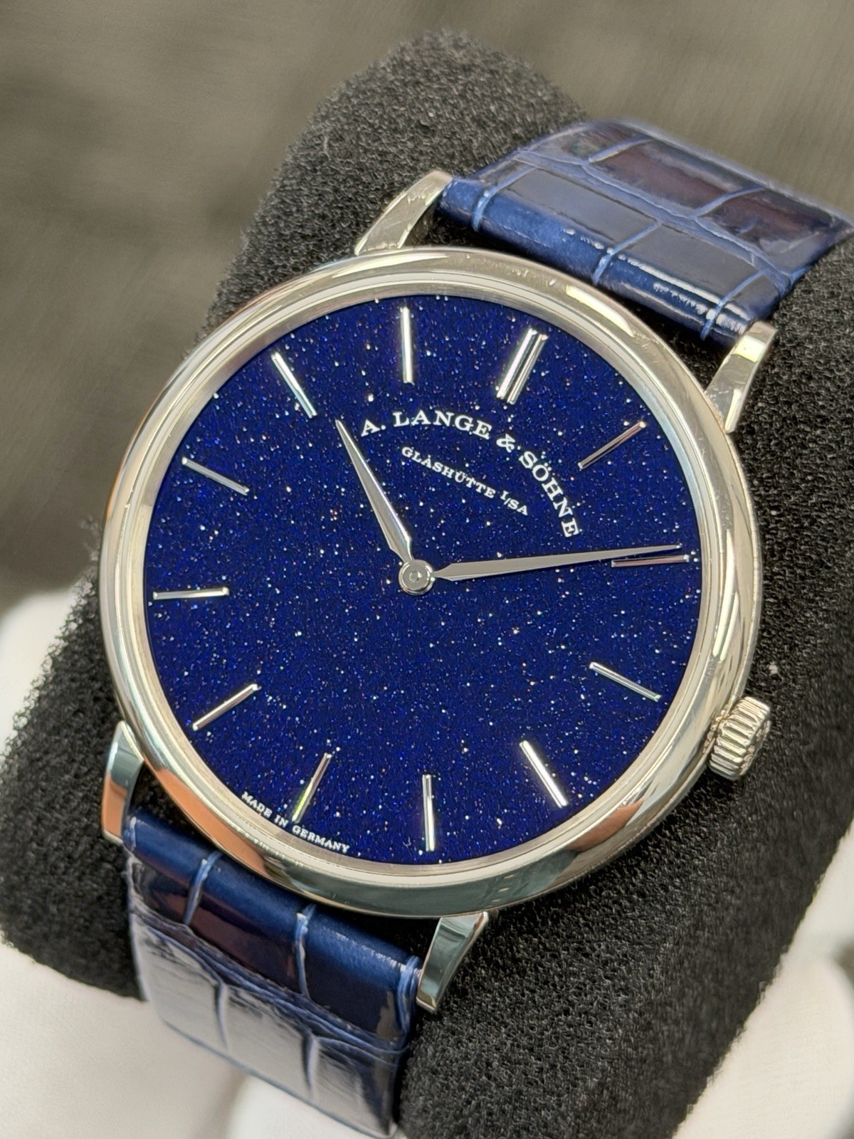2020 A. Lange Saxonia Thin Aventurine Blue White Gold 205.086 Watch Box Papers