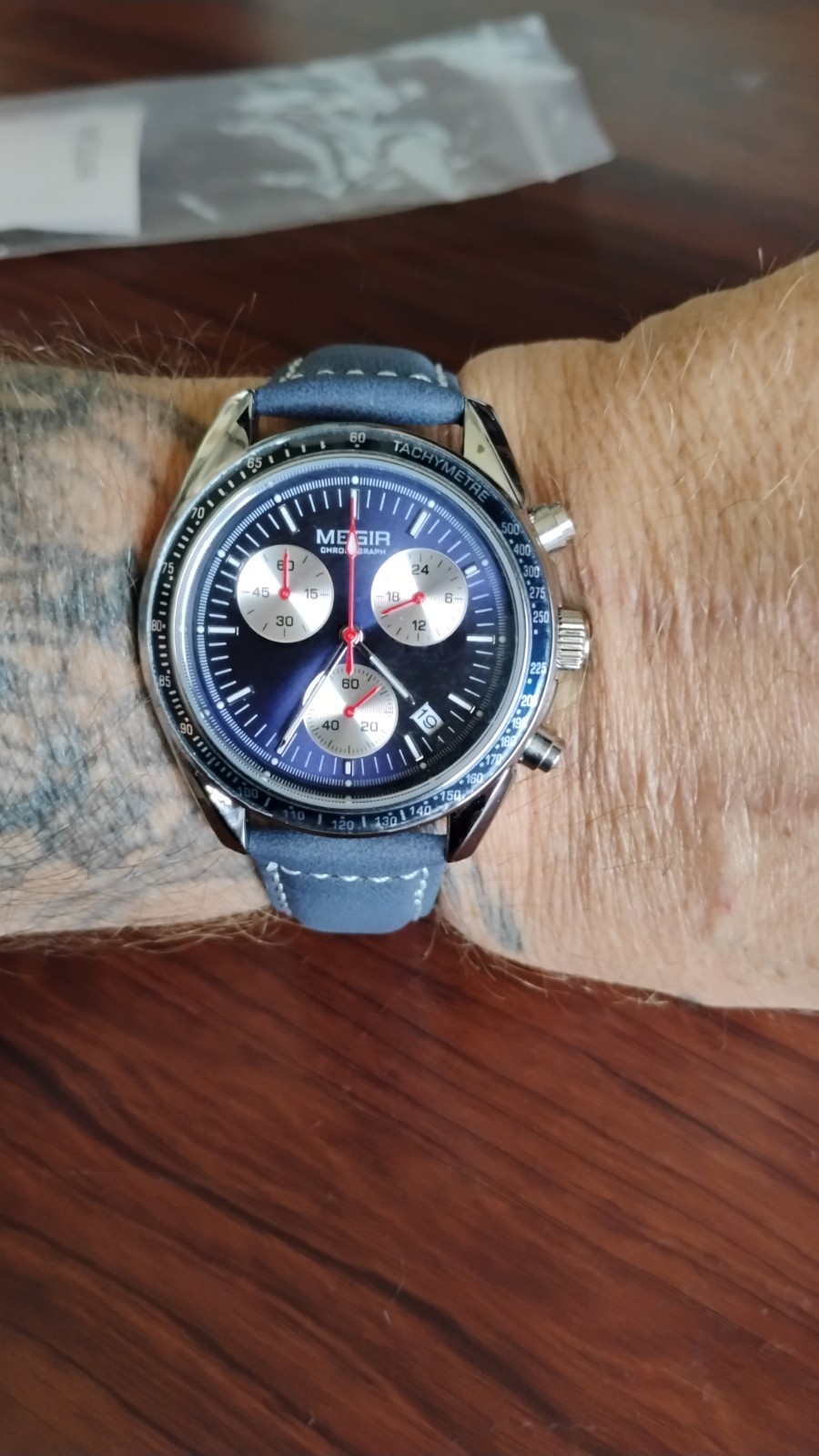 MEGIA CHRONOMETER BLUE WRIST WATCH , “NEW”