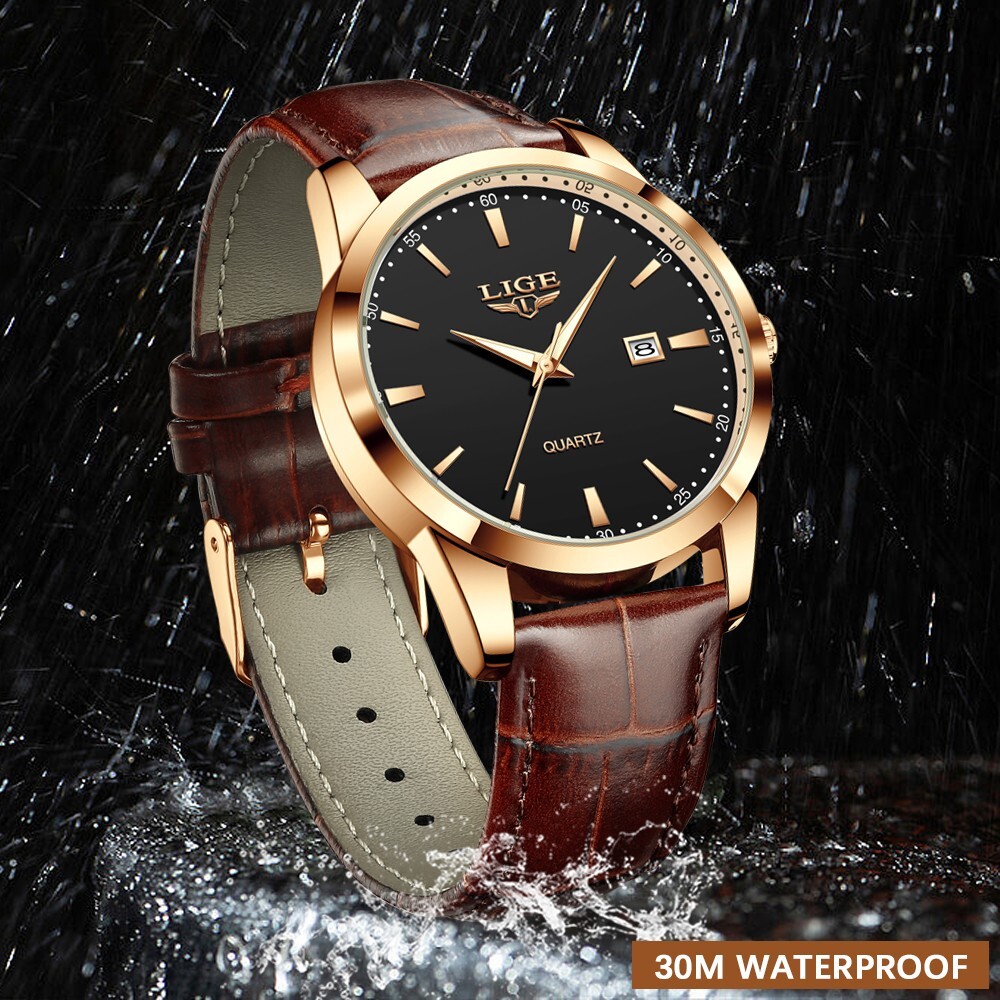 Luxury Men’s Watch Waterproof Quartz Date Luminous Business Leather Wristwatch