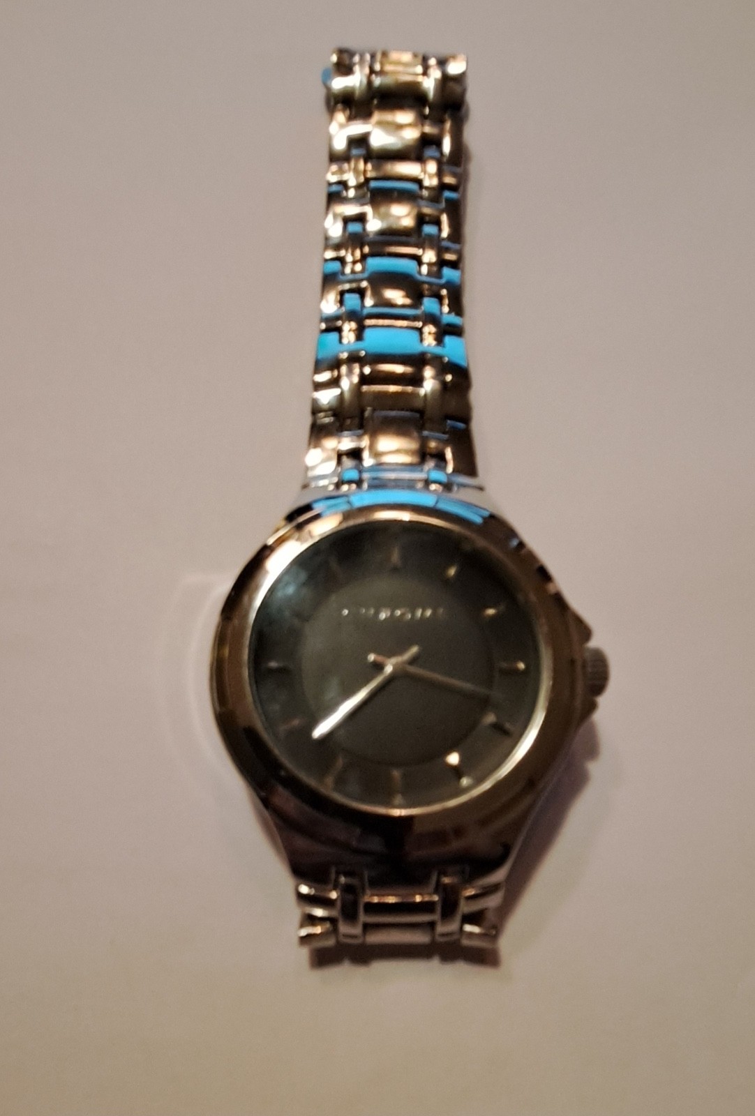 Chrome Men’s Watch 42MM Black Dial Gray Case Bracelet Band 7.5″ New Battery