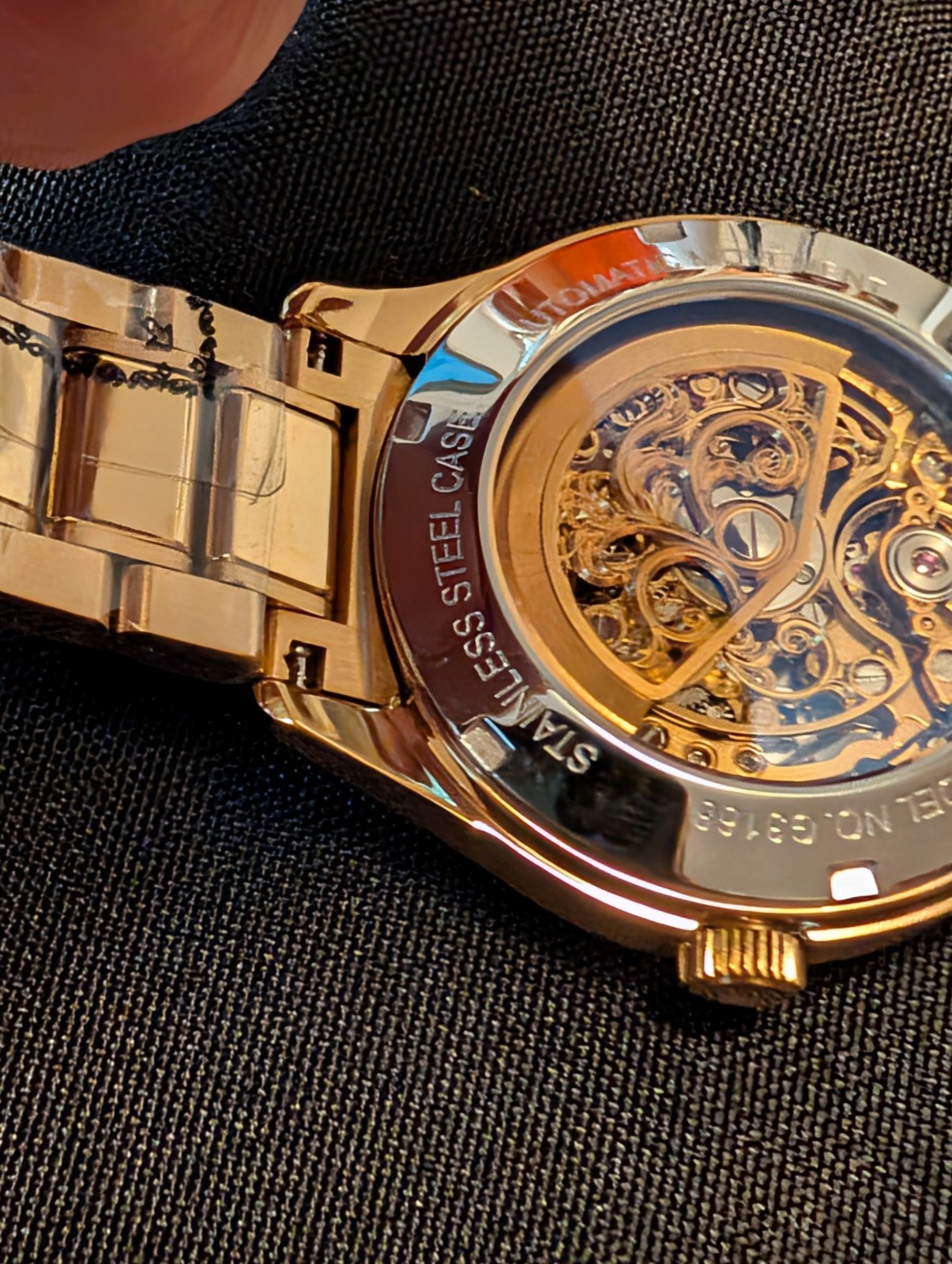 NEW Oupinke 3168 Skeleton Automatic Gold Faceted Bracelet 42mm Watch Full Set