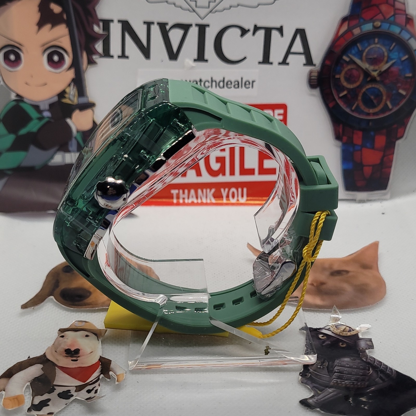 321 Invicta S1 Racing Cyclone transparent basel green silicone band
