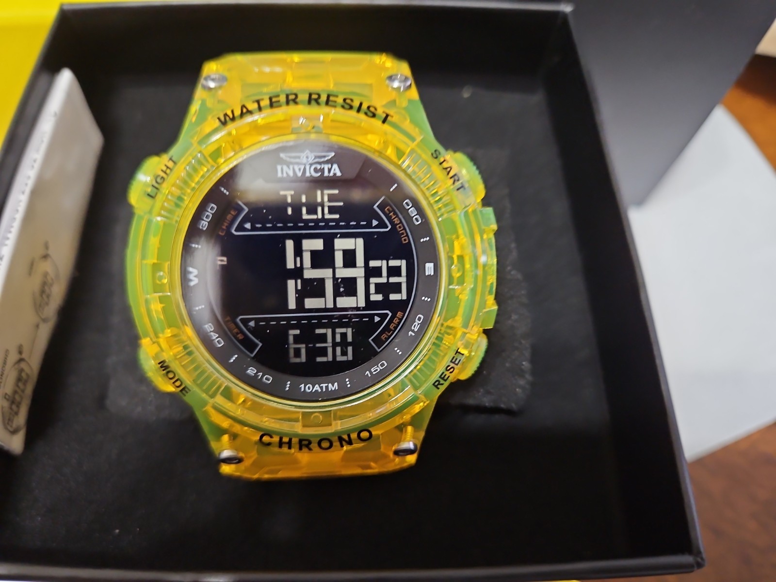 New Invicta Racing Burnout Digital Men’s Watch 52mm Transparent Yellow 49044