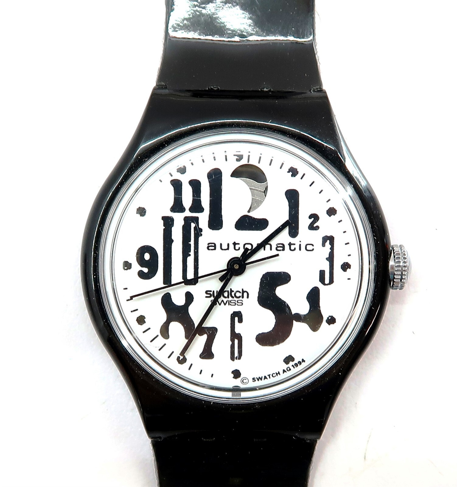 Swatch Automatic Watch BLACK BOARD SAB103 with Case & Papers 1995 NOS