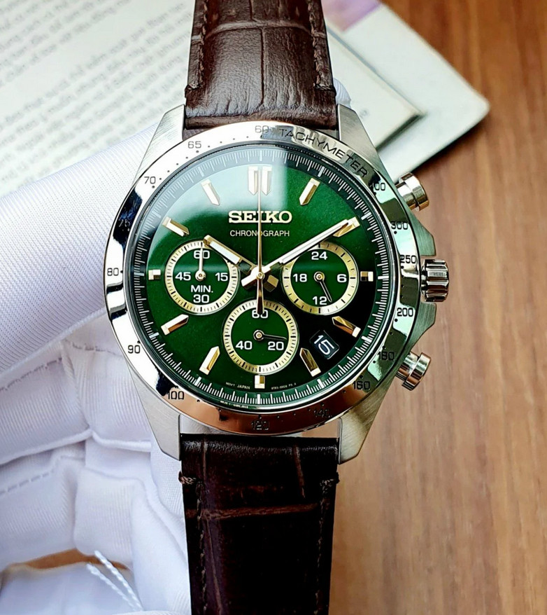 Seiko Spirit Chronograph Green Dial Stainless Steel Men’s Watch SBTR017