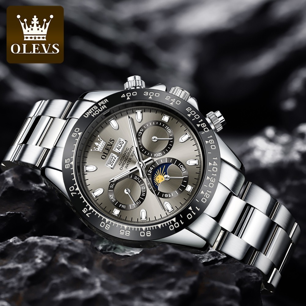 Automatic Mechanical Waterproof Watch Moon Phase Luxury Dial Men’s Men Strap