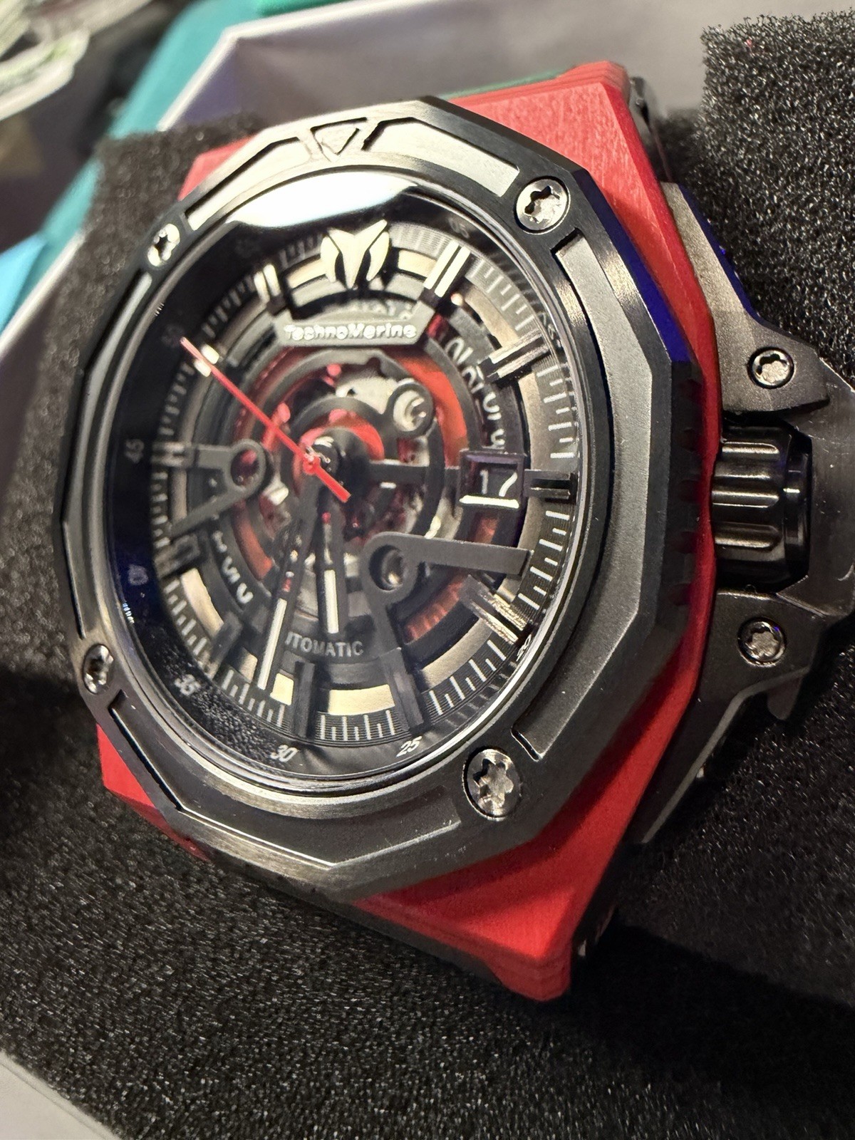 TechnoMarine Carbon Nautic Automatic Limited Edition 45mm Red/Black $1600 msrp.