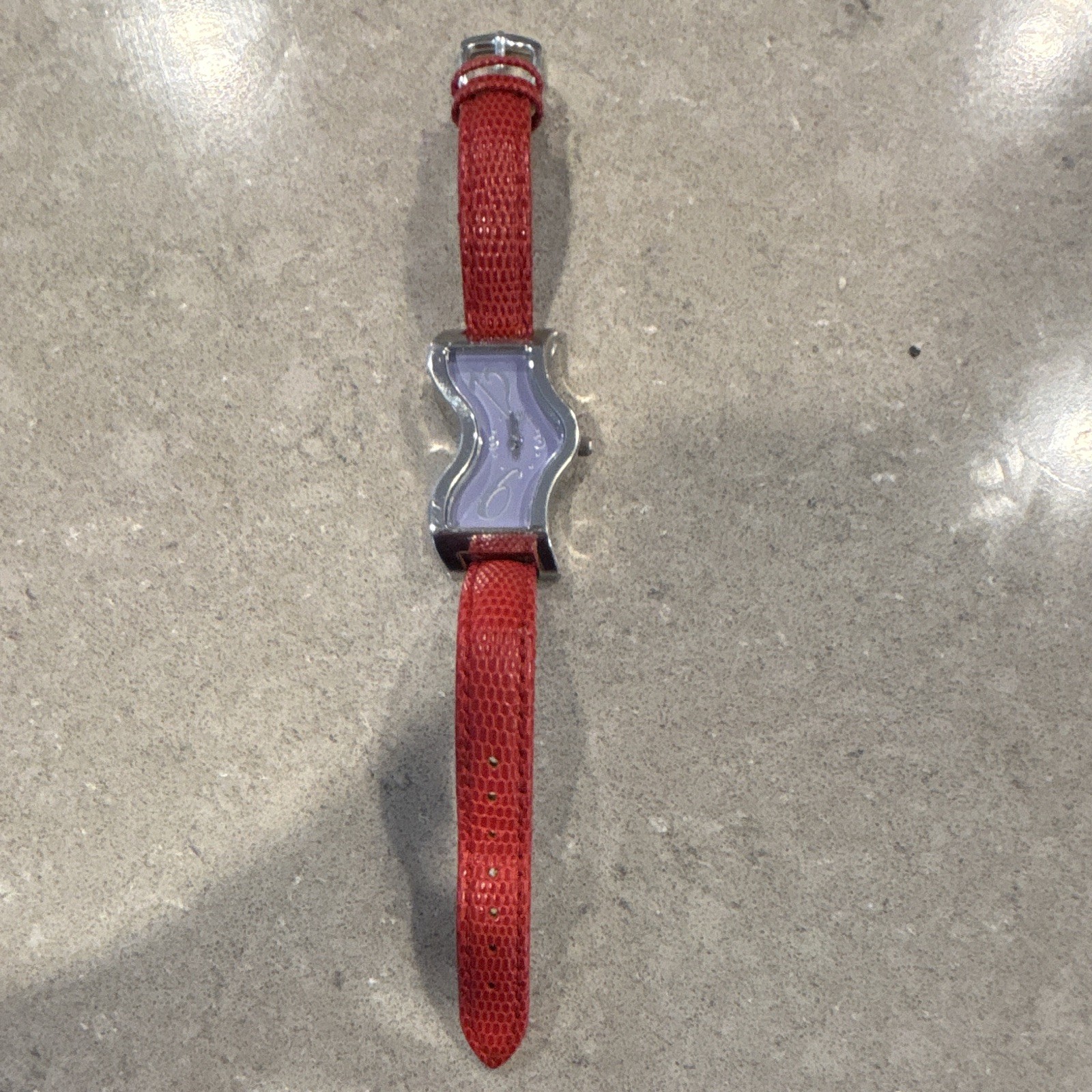 Lavender Salvador Dali Face With Stunning Red Leather Band Japan Movement