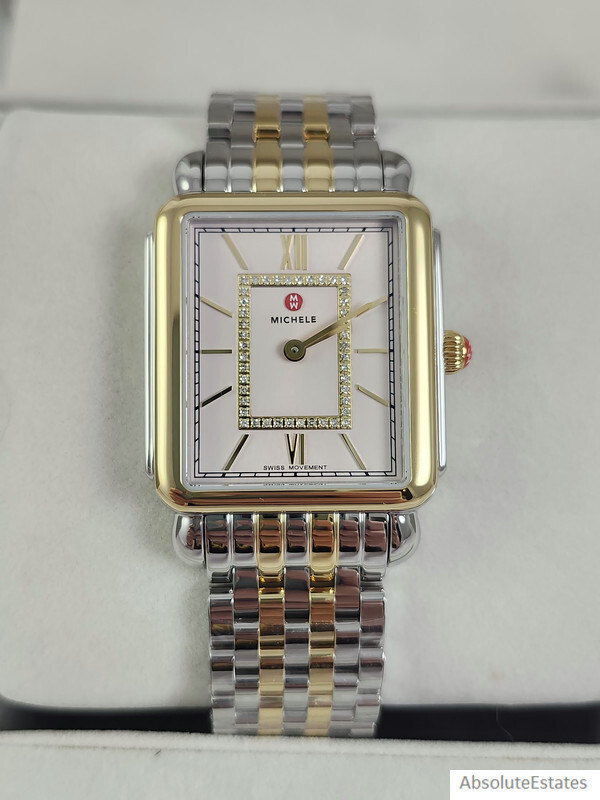 NEW Michele Deco II Two Tone Gold Silver Lilac Pink Diamond Watch MWW06X000046