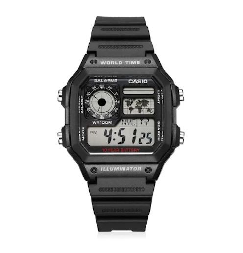 Casio Digital Watch AE-1200WH Series Multifunctional Waterproof 100 m (10 ATM)