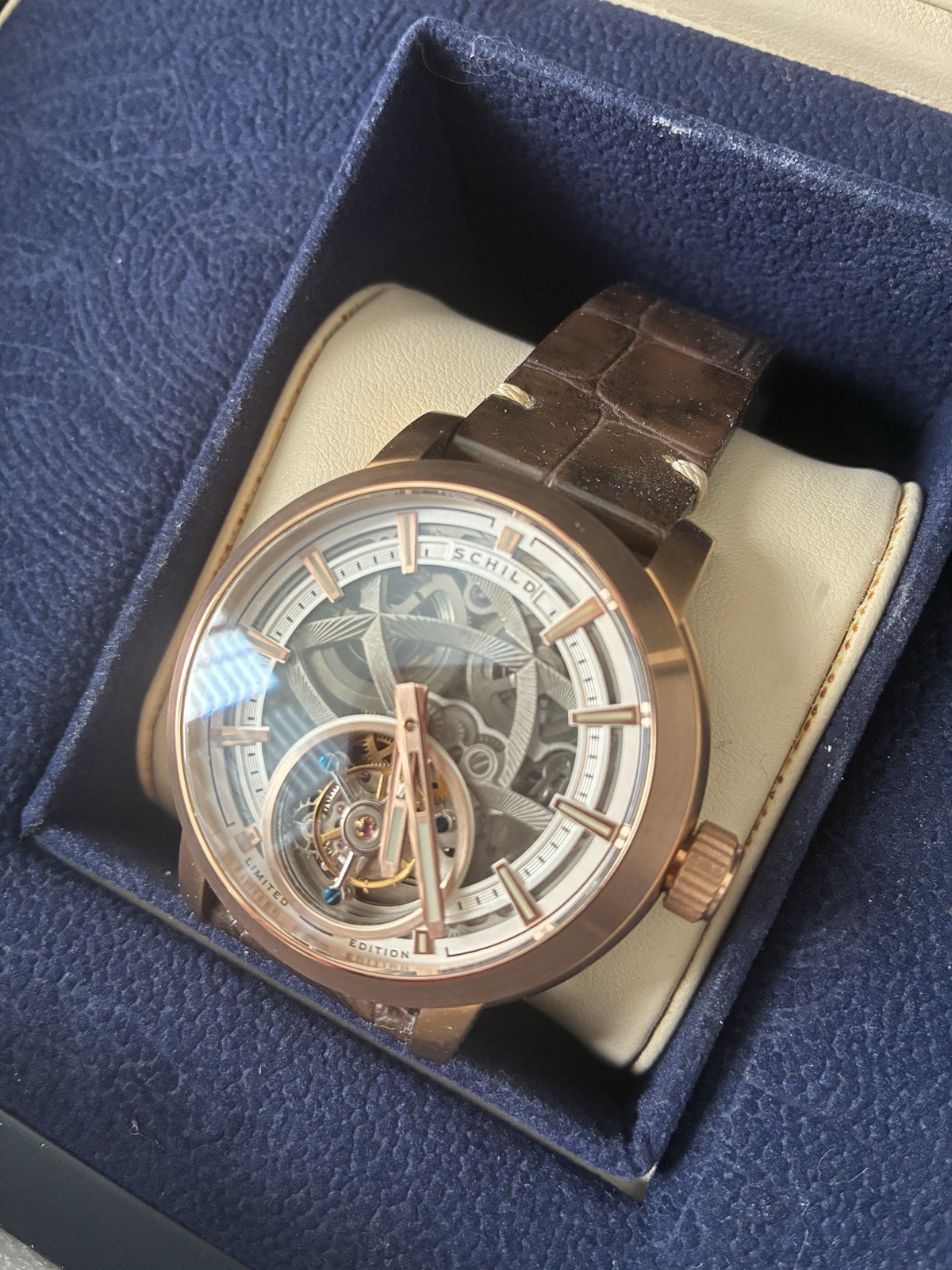 Schild Rose Finish Skeleton Automatic Tourbillion #52/80 Bracelet/Strap