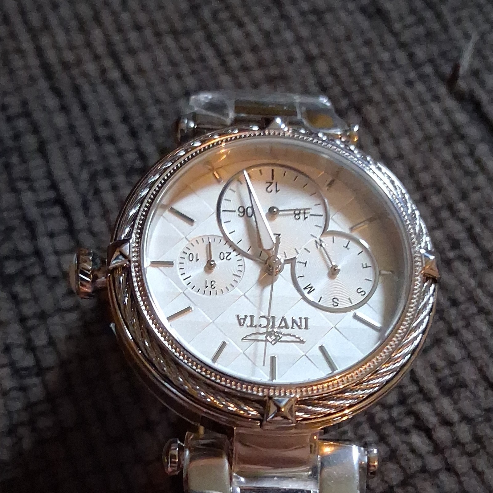 Invicta Angel Women’s Quartz Watch 100m Silver SS 38mm Day/24Hr w/ Box