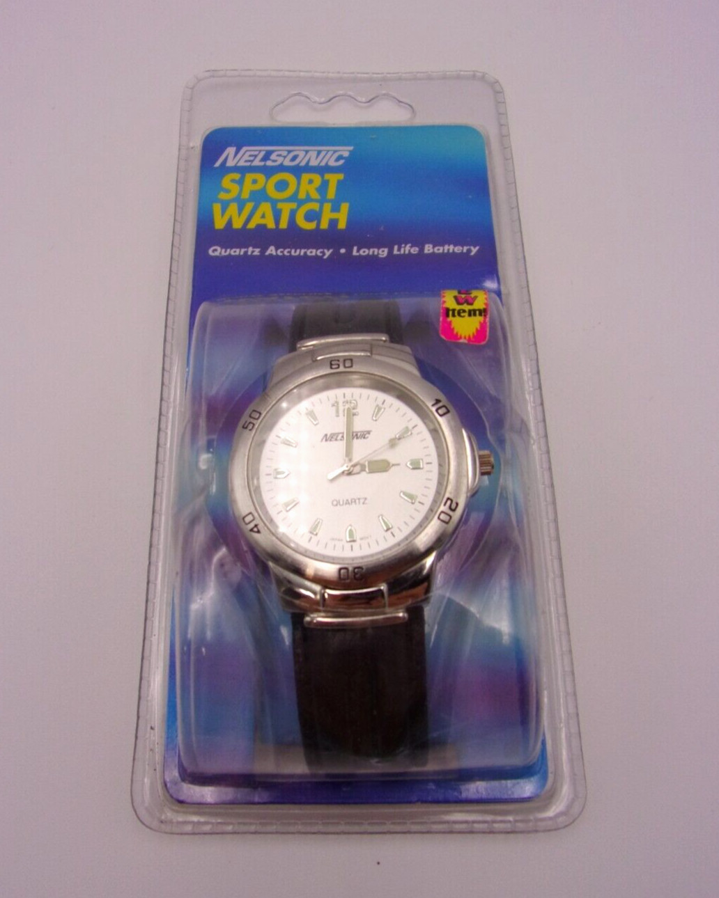 Watch Nelsonic Sport Mens Silver Tone Round Face Wristwatch Leather Quartz