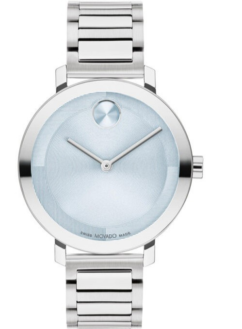 MOVADO BOLD 3601190 BLUE DIAL SILVER BRACELET QUARTZ 34MM WOMENS WATCH