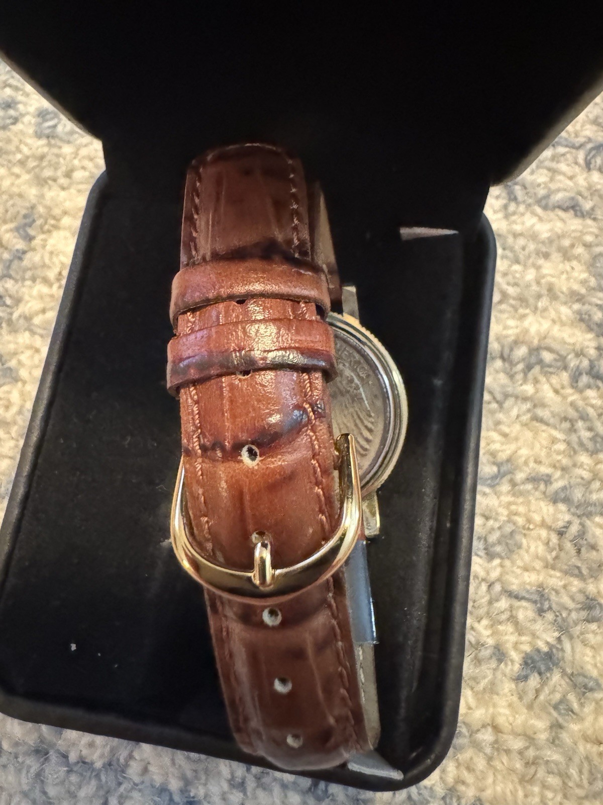 Walking Liberty US Silver Half Dollar 1943 Mens Watch Genuine Leather Band