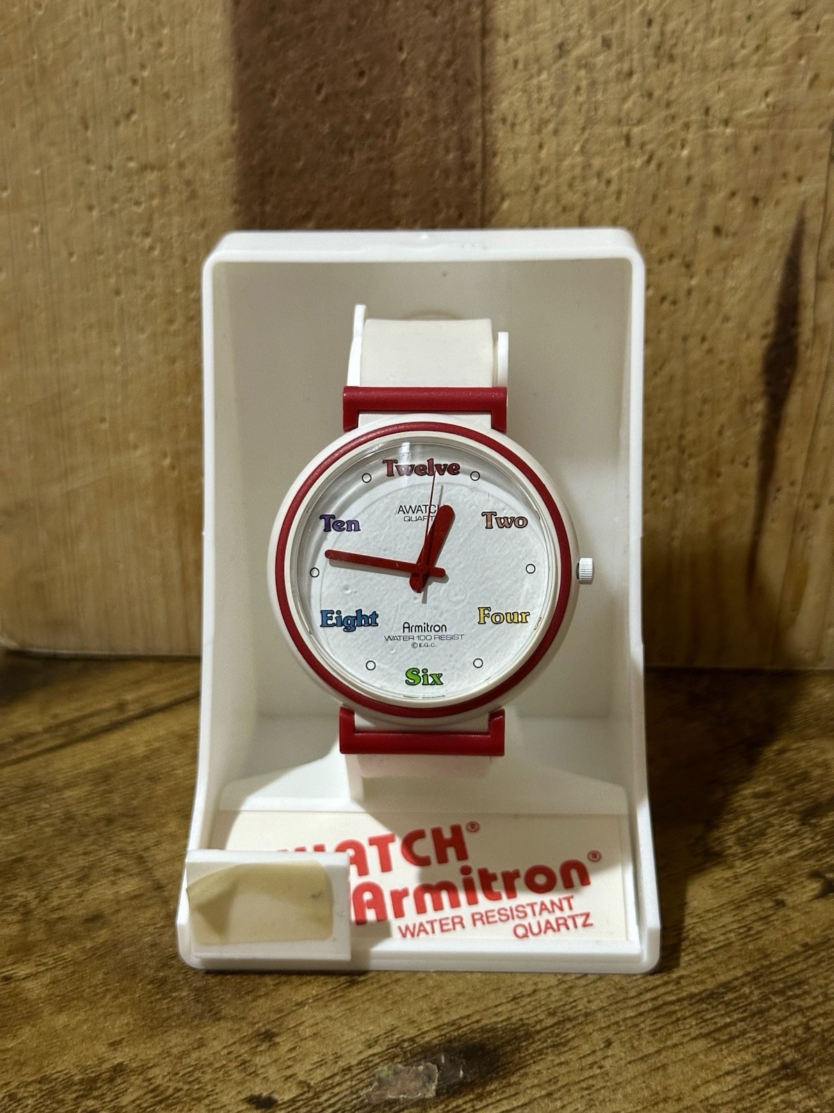 VTG Armitron Awatch 25/5009 Unisex 30m White Red Analog Quartz Watch READ