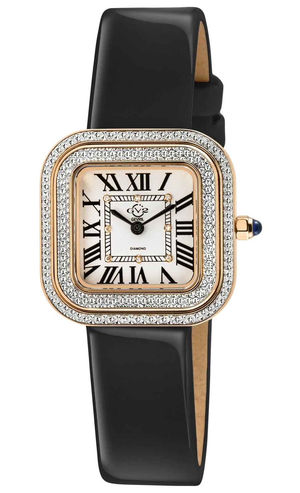 Gv2 By Gevril Women’s 12131 Bellagio Swiss Mvmnt Diamond Black Leather Watch