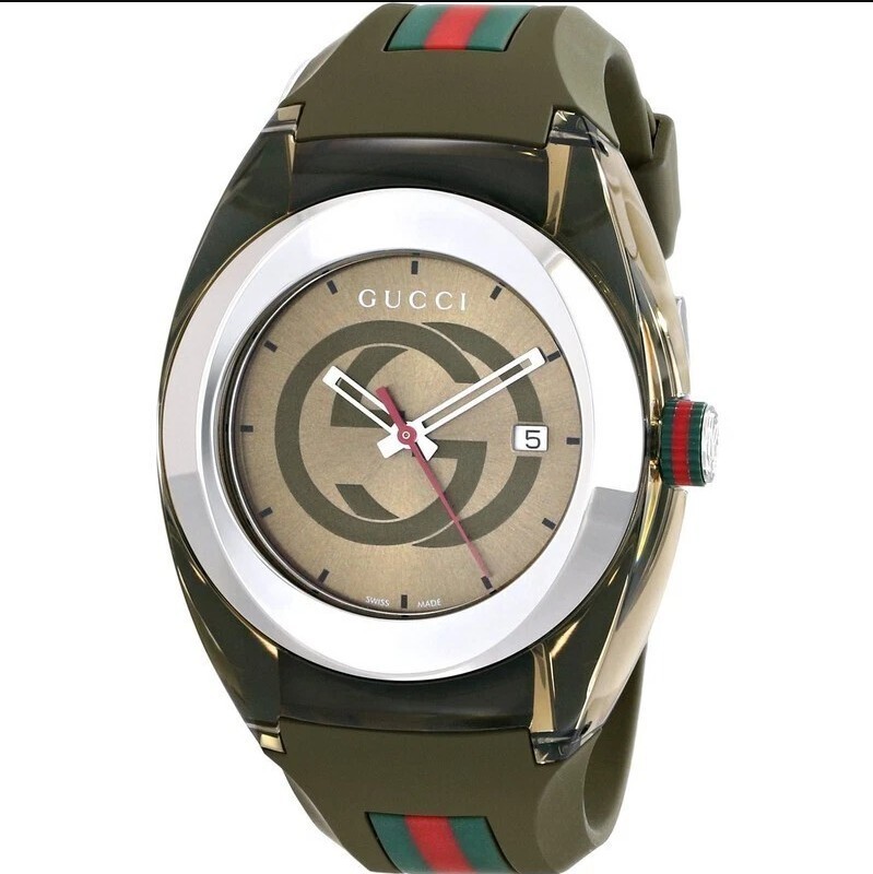 New Gucci Sync XXL 46mm YA137106 Green Rubber Band Green Dial Unisex Watch