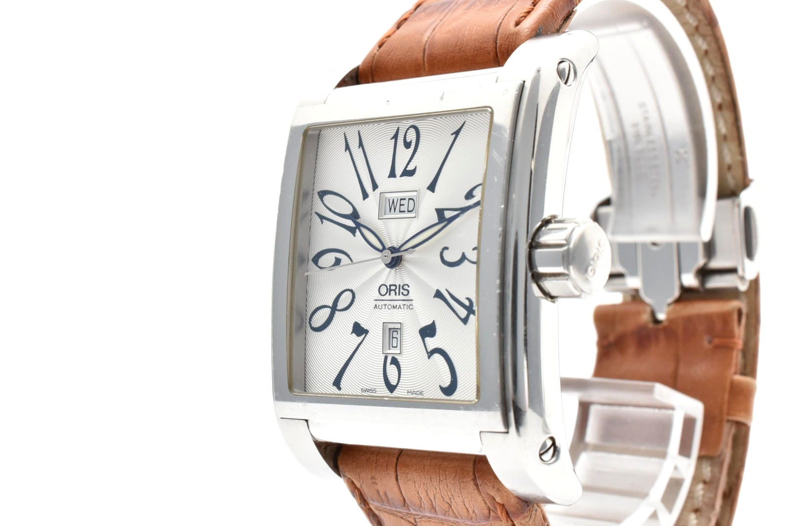 [Near MINT] ORIS Miles 7538 Rectangular Day/Date White Dial At Men’s Watch