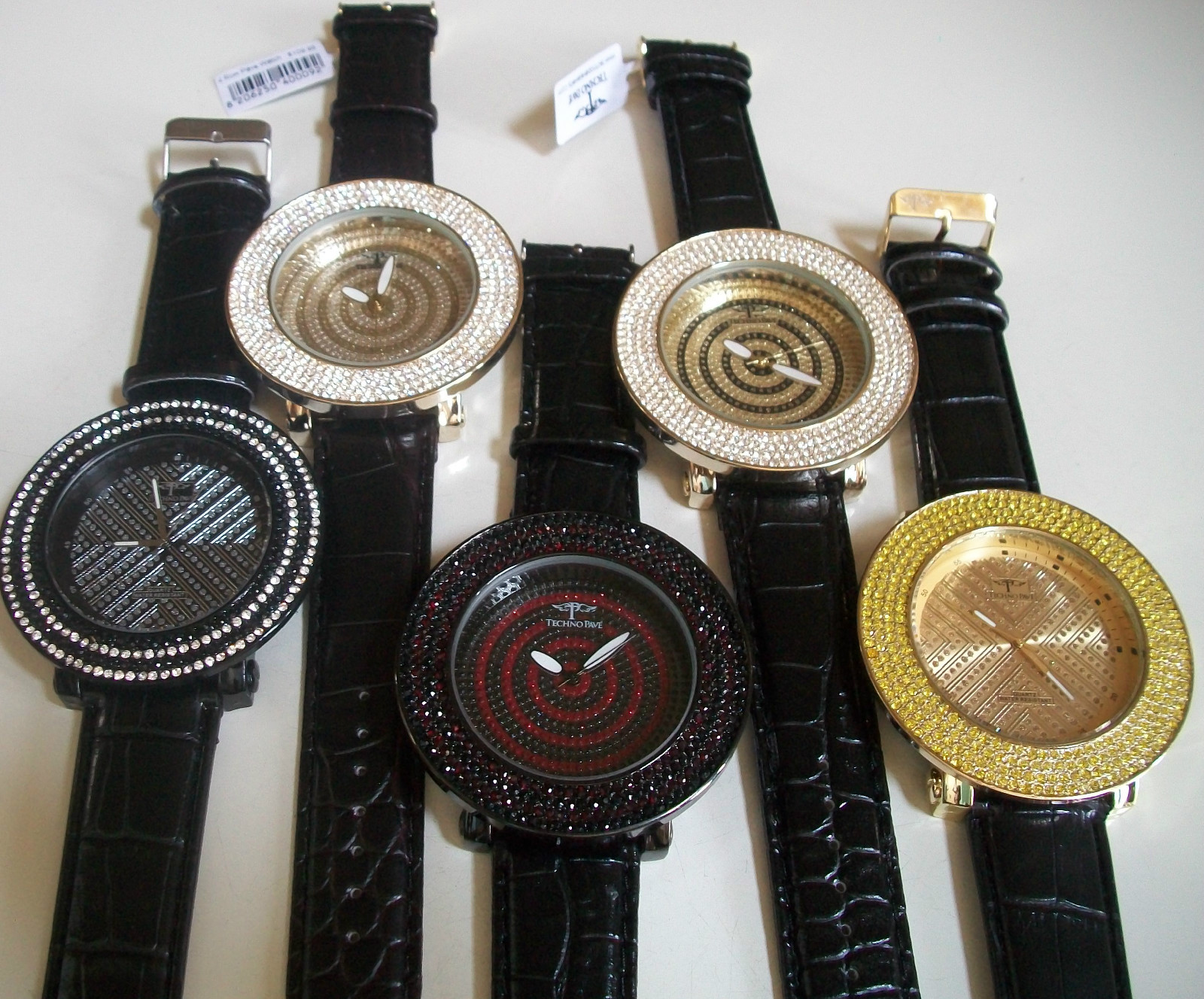 Men’s 4 Row Plain/Map Dial TECHNO PAVE Fashion Hip Hop Watch