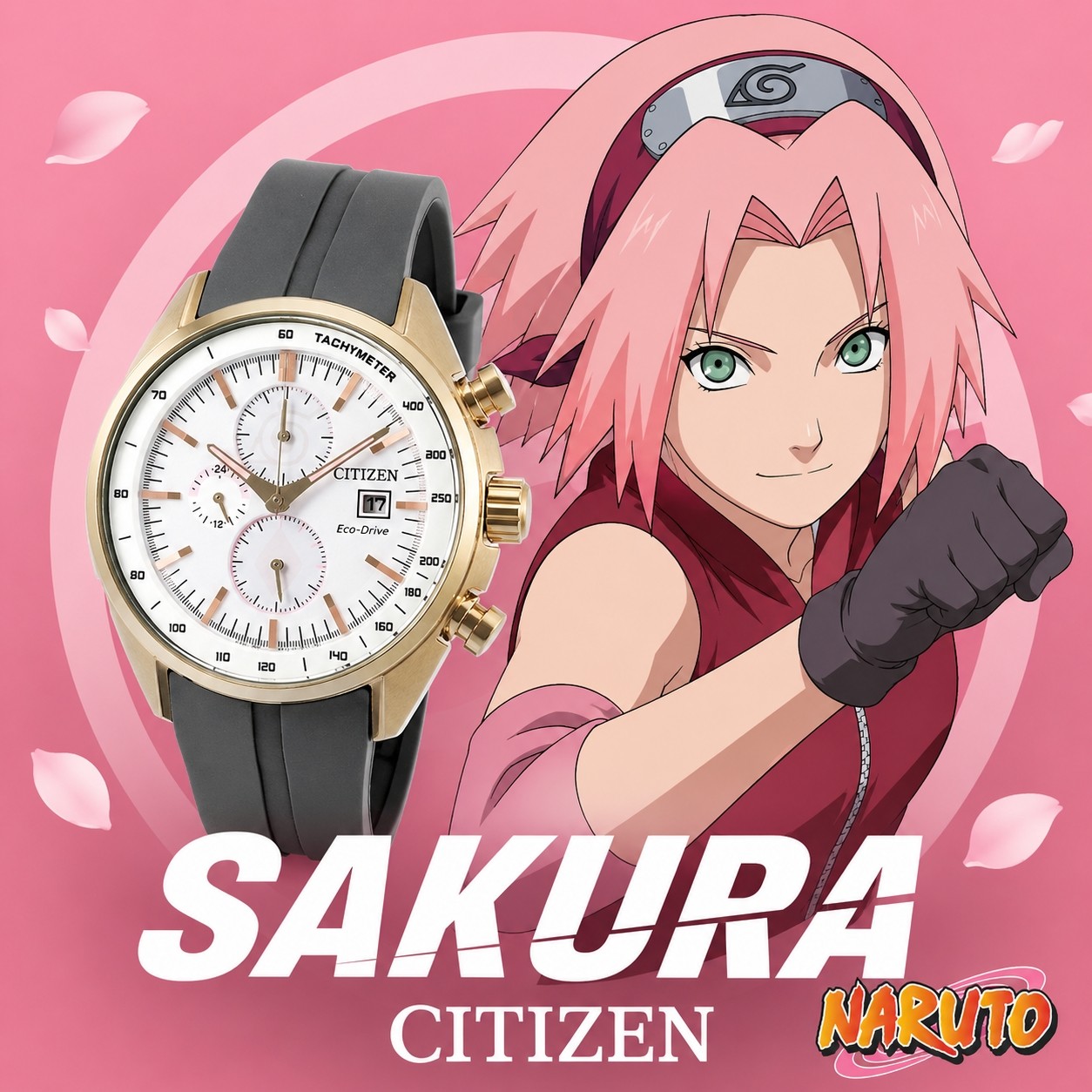 CITIZEN Eco-Drive Naruto Shippuden Sakura Limited 610 CA0593-17A Watch Japan