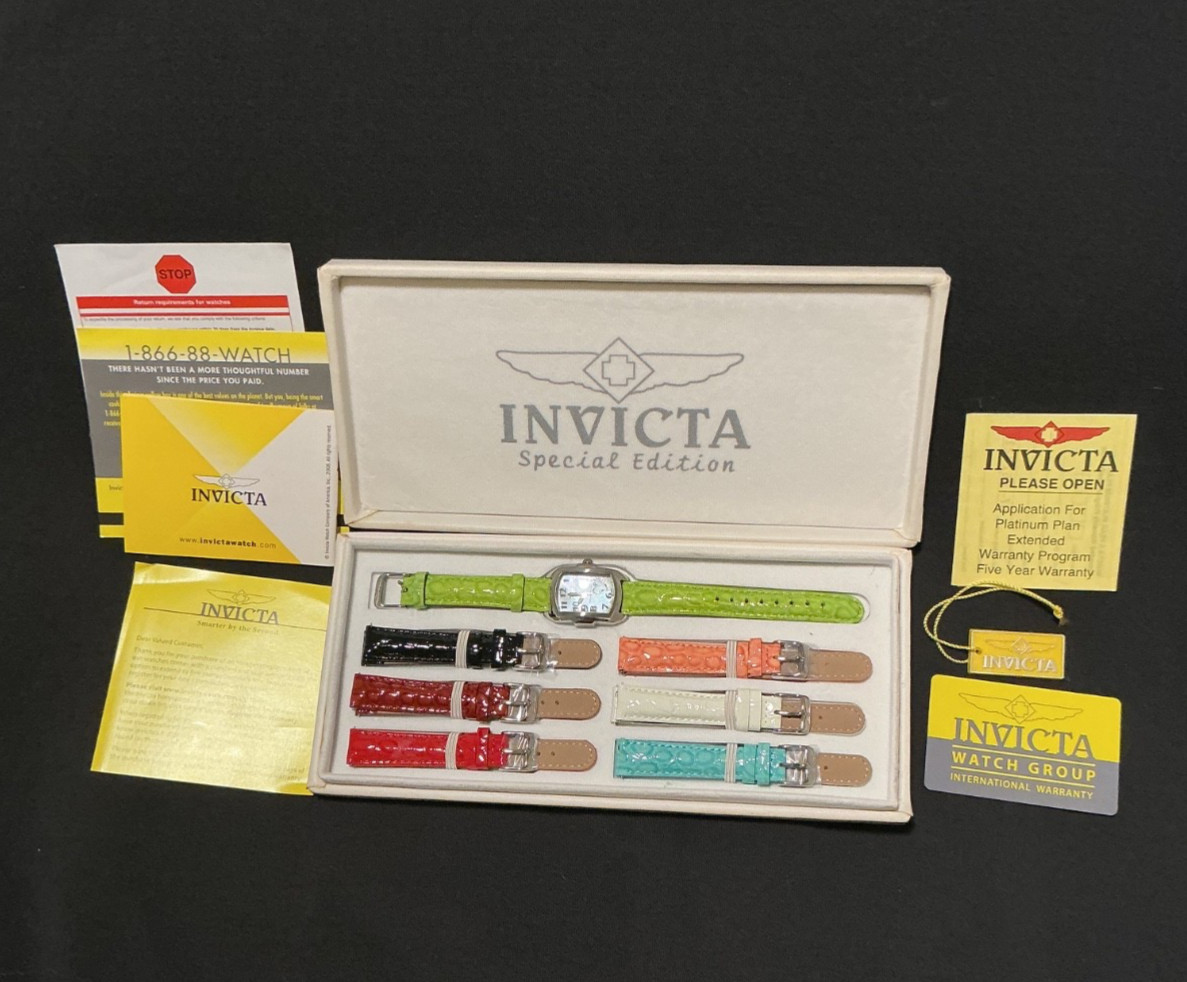 Invicta Lupah Lady Model 0051 Watch Set with 7 Interchangeable Leather Straps