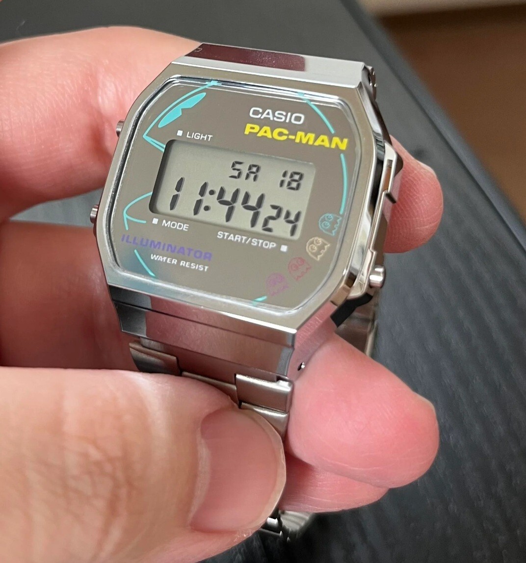 Casio A168WEPC-7A PAC-MAN Collaboration Digital Silver Stainless Steel Watch