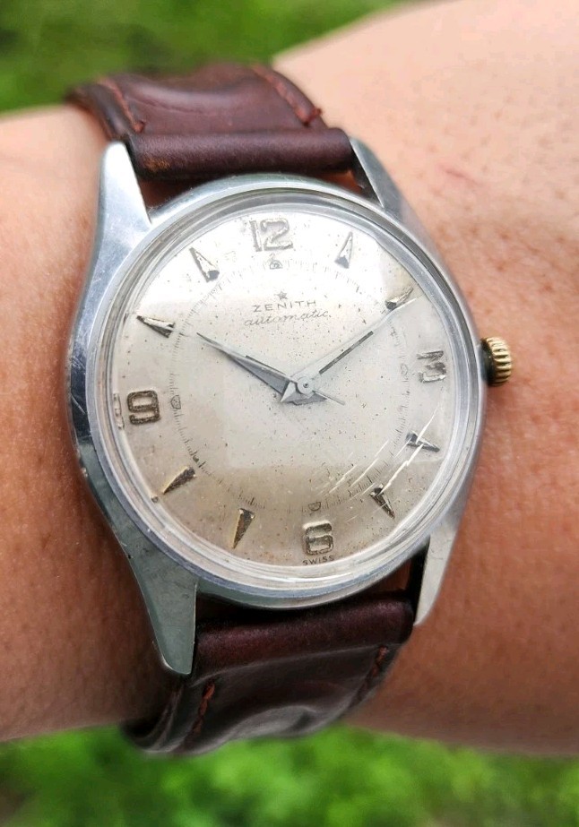 VINTAGE 1950’S ZENITH AUTOMATIC BUMPER S STEEL MEN’S 35mm SWISS WATCH CAL 133.8