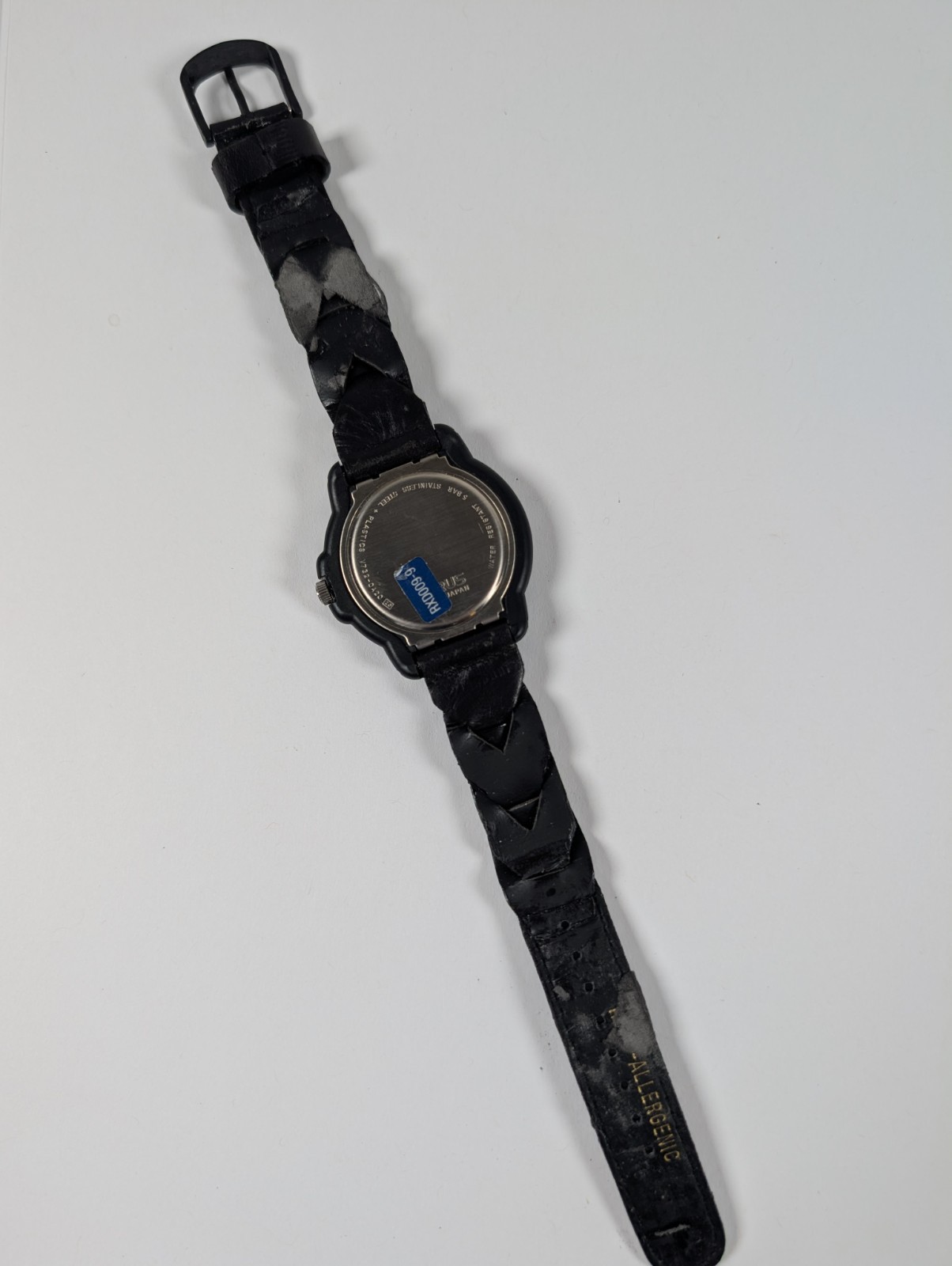 UNTESTED Lorus Mens Watch V732-0A20 Quartz Vintage Black Plastic 37.5mm NOS