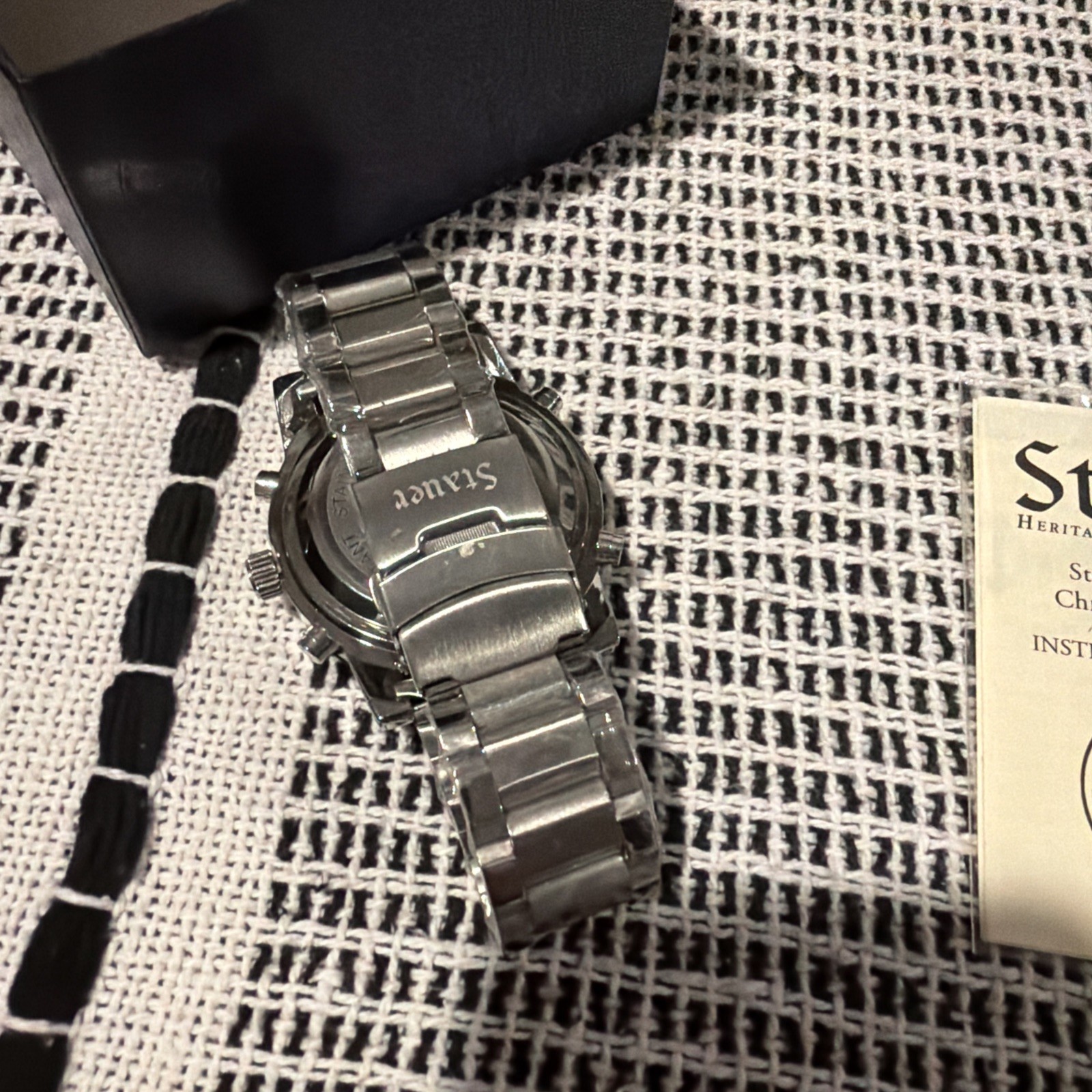 Stauer Blue Stone Chronograph Wristwatch With Box & Booklet Model