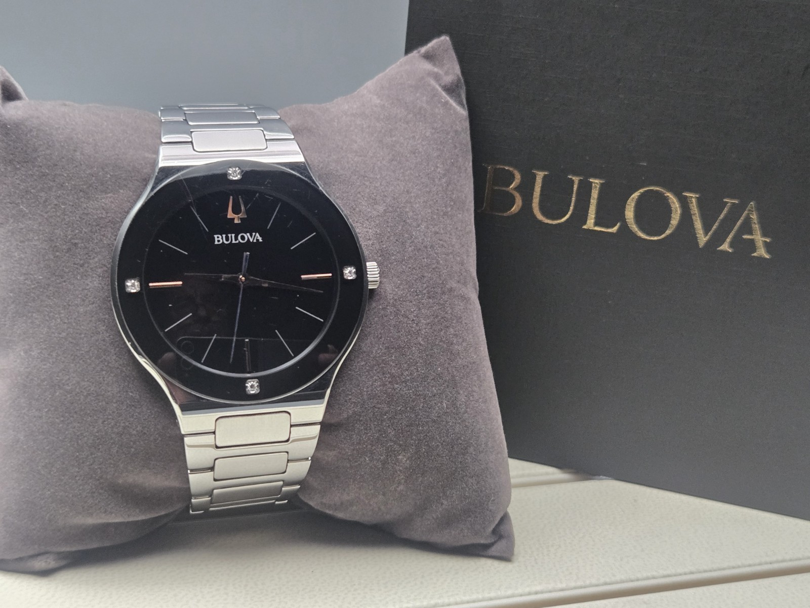 Bulova Men’s Millennia Modern Silver Stainless Steel Quartz Watch 43MM 96E117