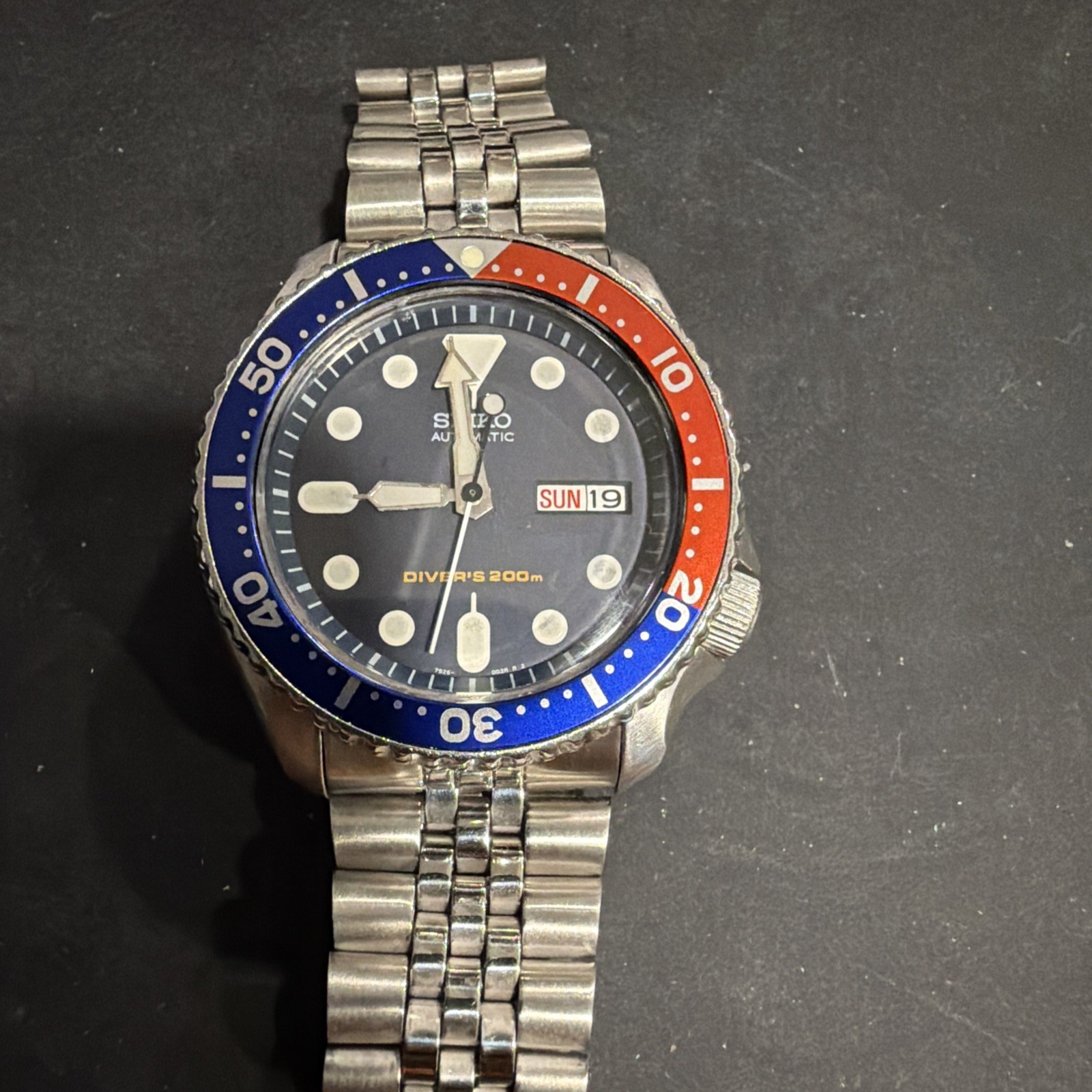 SEIKO SCUBA DIVERS SKX009 DAY/DATE AUTO MENS WATCH 7S26-0020, PEPSI